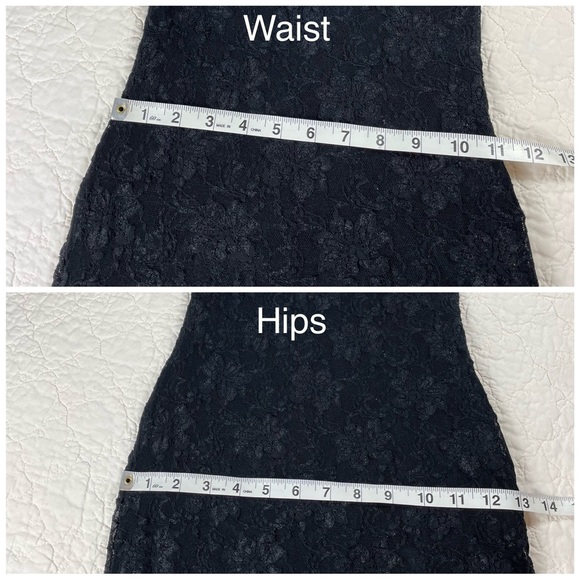 🔥Gorgeous Blondie Nites Lace Flare Ruffle Hem Sleeveless Black Dress XS/S - Picture 17 of 17